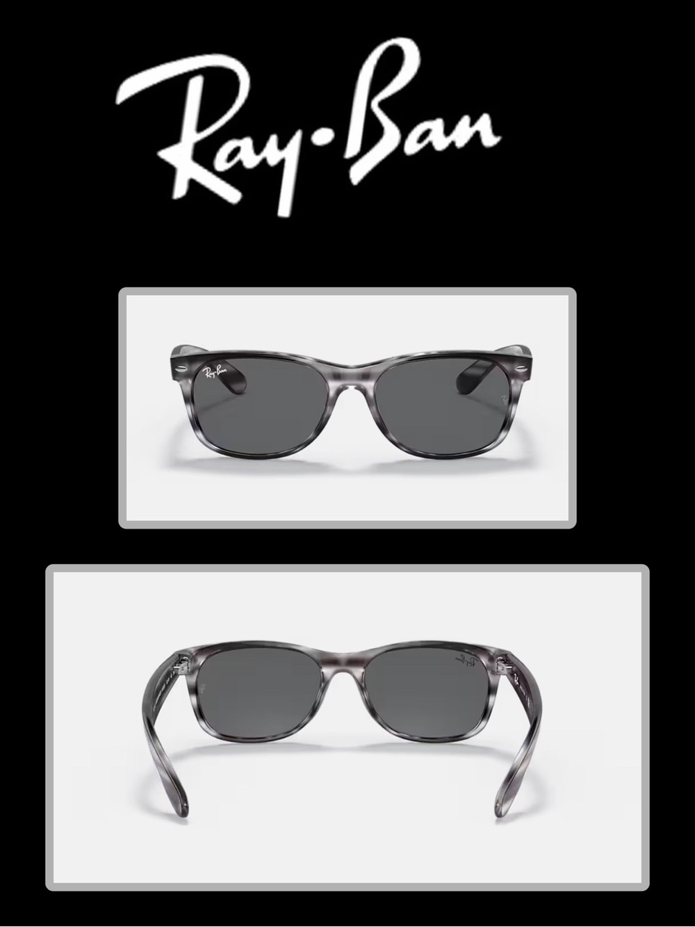 NRW RAY-BAN New Wayfarer Translucent Striped Grey 55-18mm Sunglasses - UNISEX